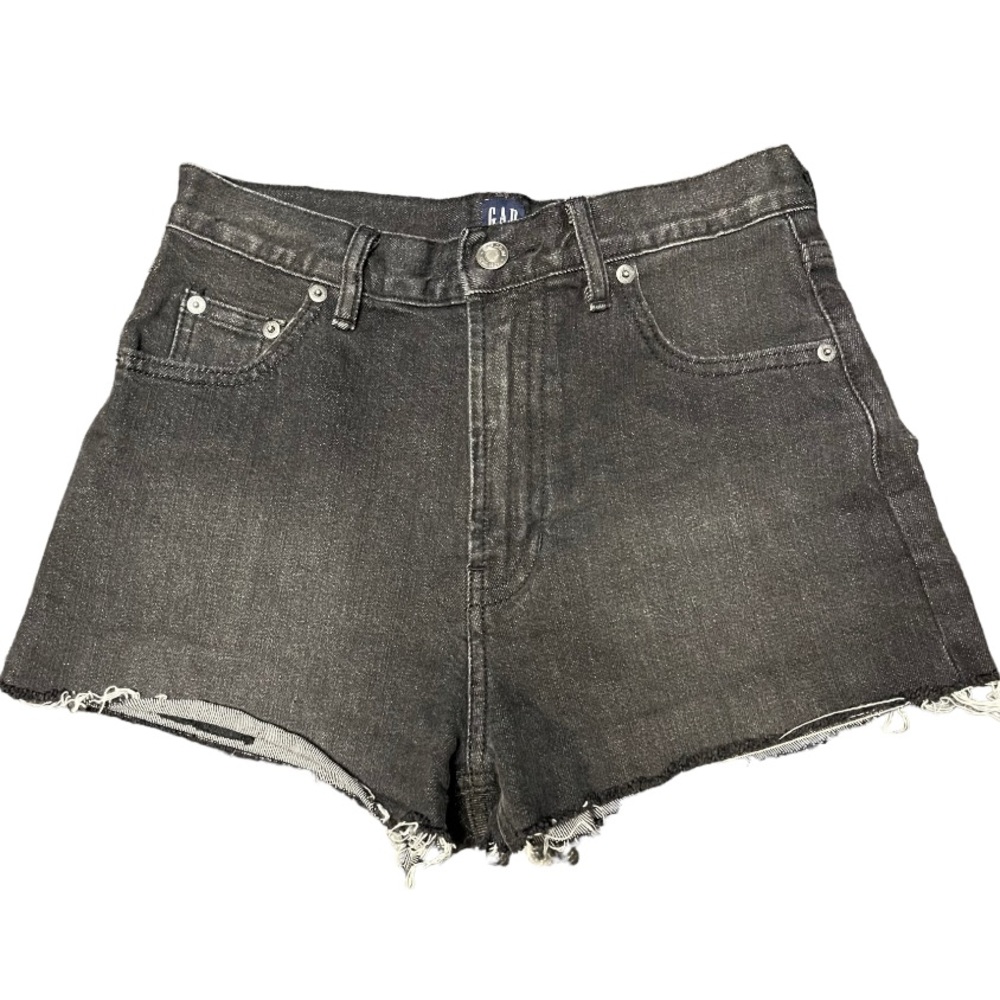 Gap Denim Mom Jean Cut Off Shorts High Waisted Black Size 27